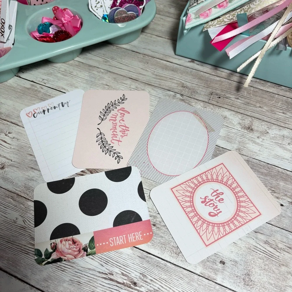 Pink & Black Themed Journaling Cards Lot Of 25 Planners Scrapbooks Junk Journals